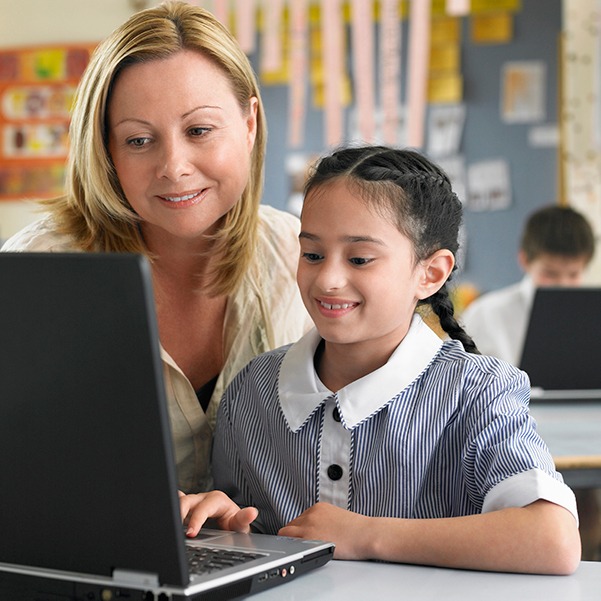 Female teacher and student